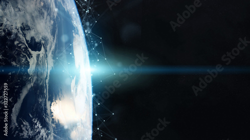 Fotografía Satellites sending datas exchanges and connections system over the globe 3D rend