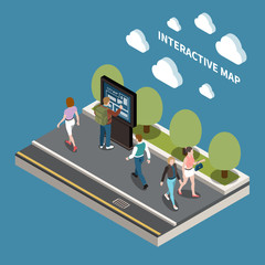 Wall Mural - interactive map isometric design concept