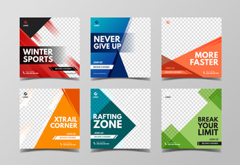 Sport square banner template. Promotional banner for social media post, web banner and flyer