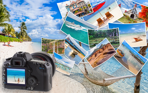 Cuadros en Lienzo collage de photos de Maurice, concept voyages et tourisme