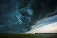 Storm Clouds With Shelf Cloud And Intense Rain