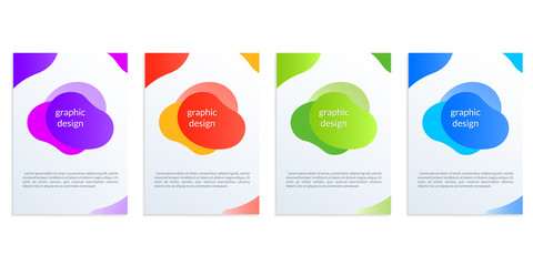 Modern cover design set with abstract fluid shapes. Banner, poster, book cover, flyer or business brochure template with dynamic graphic elements. Vector illustration.