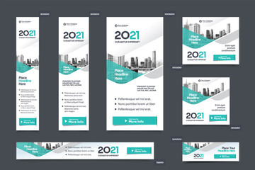 City Background Corporate Web Banner Template in multiple sizes. Easy to adapt to Brochure, Annual Report, Magazine, Poster, Corporate Advertising media, Flyer, Website.