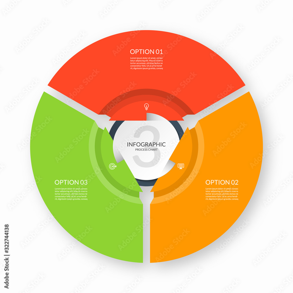 Infographic process chart. Circular design template with 3 arrows ...