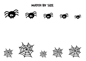 Canvas Print - Match cartoon spider and its web by size.