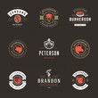 © provectors - Butcher shop logos set vector illustration good for farm or restaurant badges with animals and meat silhouettes