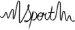 Heartbeat with the word sport, black lineart on the white background