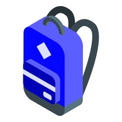 Sticker - Backpack icon. Isometric of backpack vector icon for web design isolated on white background