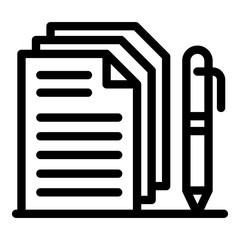 Poster - Papers pen icon. Outline papers pen vector icon for web design isolated on white background