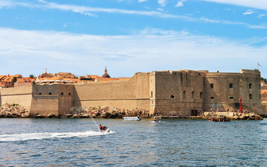 Wall Mural - St John Fortress and Old port in Dubrovnik