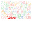 © rudut2015 - Cinema, video. Doodle set of vector icons. Megaphone, camera, movie. Musical theathre, entertaiment.