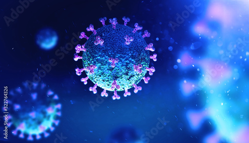 Fotografía Chinese coronavirus COVID-19 under the microscope