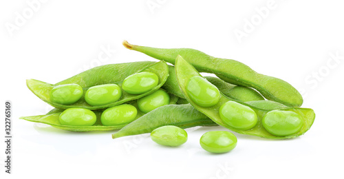 Cuadros en Lienzo green soy beans isolated on white background