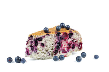 Wall Mural - Blueberry pie isolated on white background