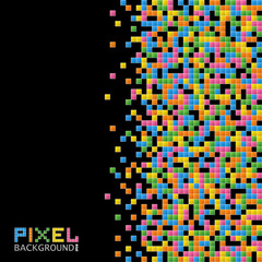Fototapete - Bright digital background with colorful pixels equalizer. Modern geometric style. Volumetric mosaic grid. EPS 10