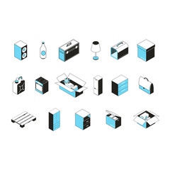 Poster - Moving to a New House Concept Icon Set. Vector