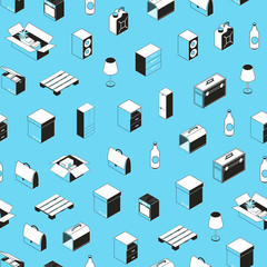 Poster - Moving to a New House Concept Seamless Pattern Background. Vector