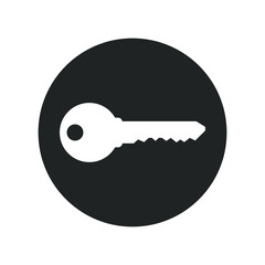 Sticker - Key graphic icon. Key from the lock sign in the circle isolated on white background. Vector illustration