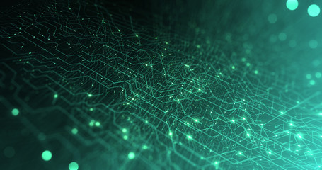Aufkleber - abstract digital city. digital circuit board, motherboard, digital chip. digitalization of informati
