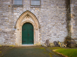 Canvas Print - Entrance door on a Church in Ireland