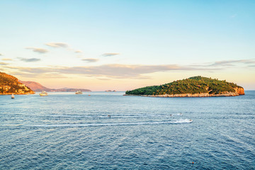 Wall Mural - Cruise ships at Lokrum in Adriatic Sea in Dubrovnik