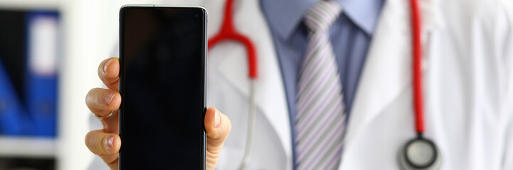 Sticker - Male medicine doctor holding mobile phone