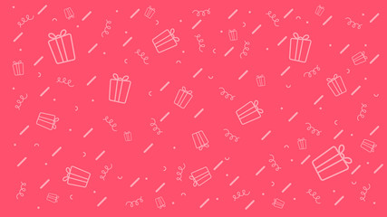 Poster - Red celebrate background with gift boxes and dynamic lines. Vector illustration.