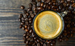 Bulletproof coffee blended with organic butter keto diet coffee. ketogenic drink breakfast. Flat lay, space.