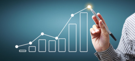 Hand drawing chart, graph stock of growth