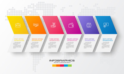 Poster - 6 steps arrow infographic element,Business concept,Vector illustration.