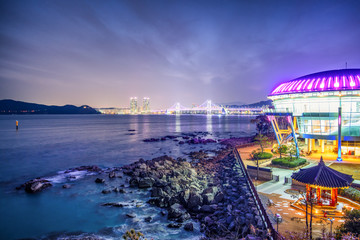 Sticker - haeundae beach at night busan south korea