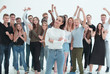 © ASDF - happy group leader standing in front of her team.