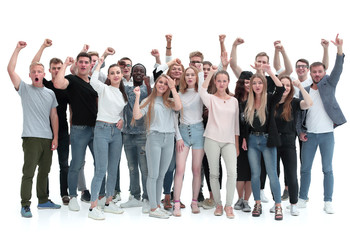 great team of happy young people standing together