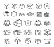 Set Of Boxes And Packaging Vector Icon Set