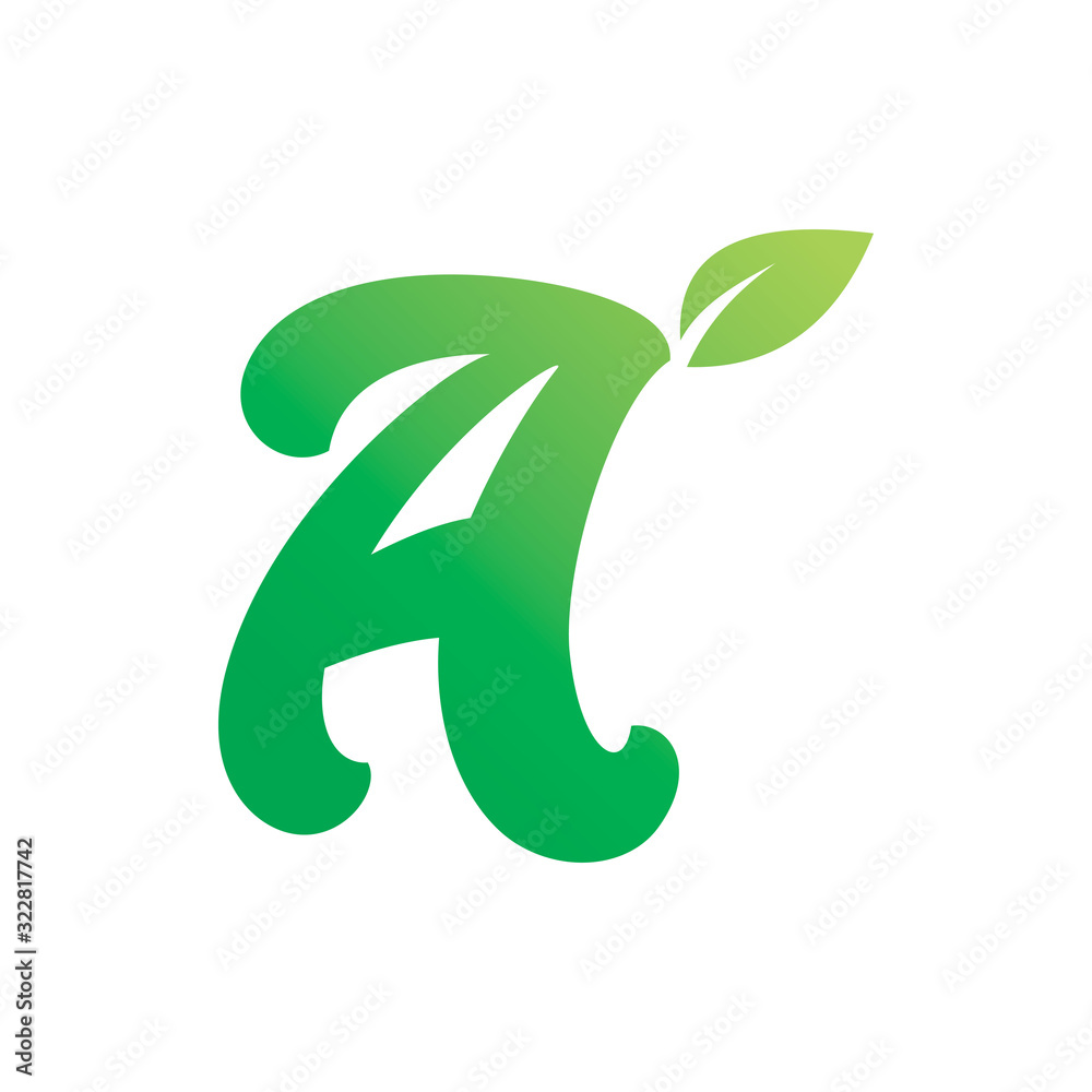 green nature leaf font letter logo design Stock Vector | Adobe Stock