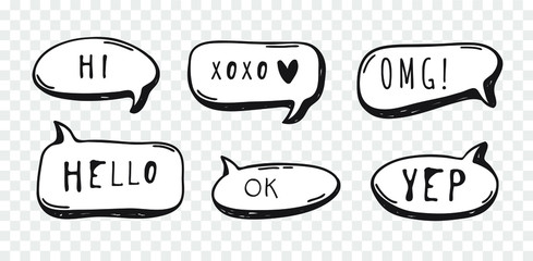 Poster - Hand drawn speech bubble explosion. Pop art design object. Comic book doodle element for dialog. Cartoon style vector collection