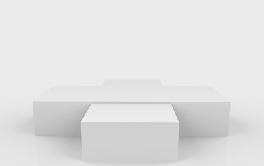 Poster - 3d rendering. Empty rectangle gray box podium stage on white background.