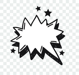 Poster - Hand drawn speech bubble explosion. Pop art design object. Comic book doodle element for dialog. Cartoon style vector collection