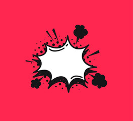 Poster - Hand drawn speech bubble explosion. Pop art design object. Comic book doodle element for dialog. Cartoon style vector collection