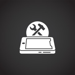 Poster - Phone fix related icon on background for graphic and web design. Creative illustration concept symbol for web or mobile app.
