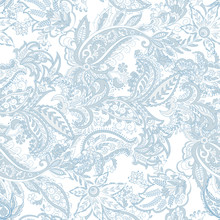 Paisley Ethnic Seamless Pattern With Floral Elements.