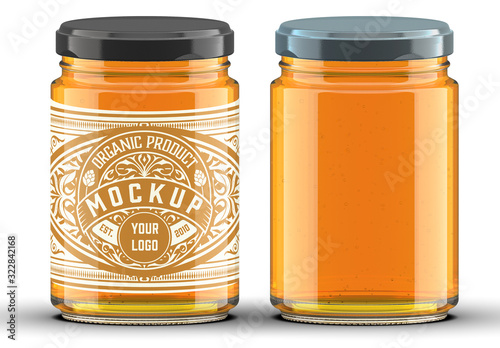 Download Cylindrical Honey Jar Mockup Stock Template Adobe Stock