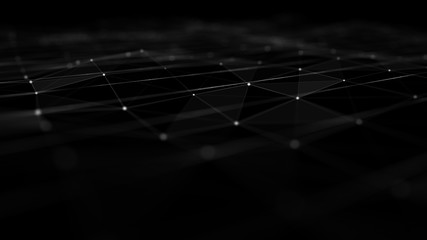 Network connection structure. Big data digital dark background. Science background with connected dots and lines. 3d rendering.