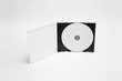 © sabir - Open compact plastic Disc Box Case with white isolated blank for branding design. CD jewel mock-up on soft gray background. DVD or CD disc