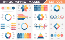 Business Infographic Elements. Diagrams, Charts With 3, 4, 5, 6, 7 Parts, Options. Vector Templates.