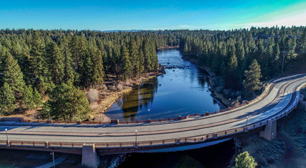 Wall Mural - Aerial View of Bill Healy Memorial Bridge in Bend, Oregon