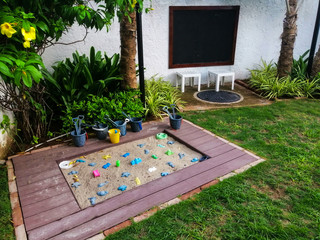 sand park for children with a blackboard