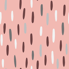 Sketchy Hand-drawn Lines Vector Seamless Pattern.Grey, White, Burgundy Stripes On Pink Background - For Wallpaper, Paper, Fabric, Textile Design