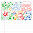 © rudut2015 - Back to School. Vector pattern with icons and children.