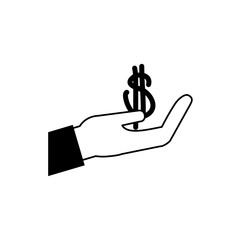 Poster - hand holding dollar sign money business financial line style icon